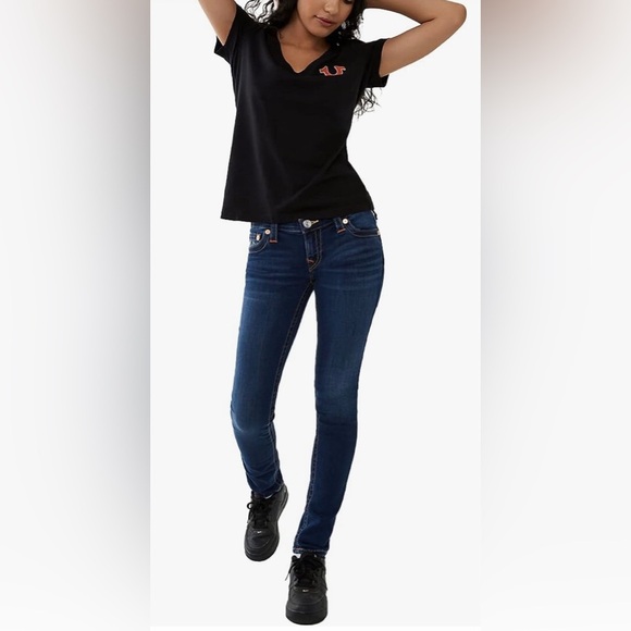 🔥True Religion | Women’s dark denim skinny jeans, back flap pockets, size 27 - Picture 2 of 12